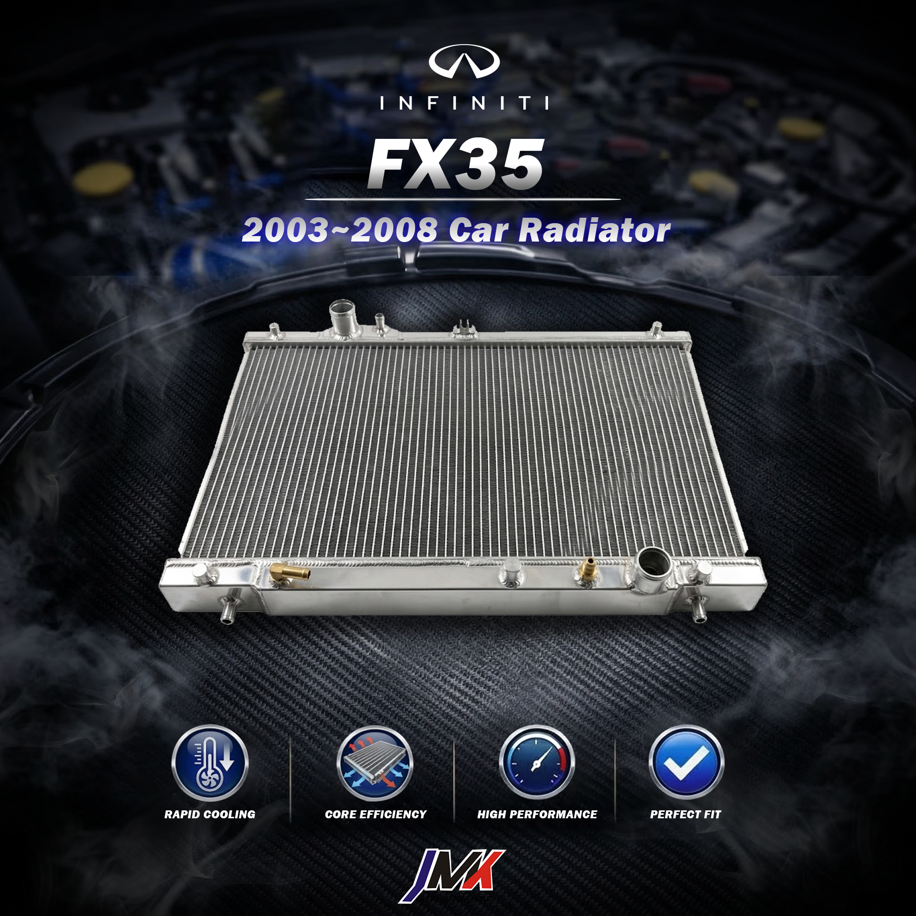 INFINITI FX35 2003-2008 水箱 【JMK原廠正貨】INFINITI FX35 2003-2008 全鋁水箱 鋁製水箱 水箱 汽車改裝 台灣現貨:圖片 1