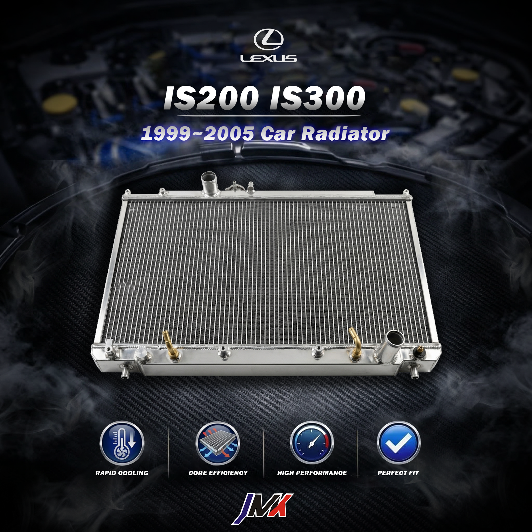 Lexus IS200-IS300 1999-2005 水箱 【JMK原廠正貨】Lexus IS200-IS300 1999-2005 全鋁水箱 鋁製水箱 水箱 汽車改裝 台灣現貨:圖片 1