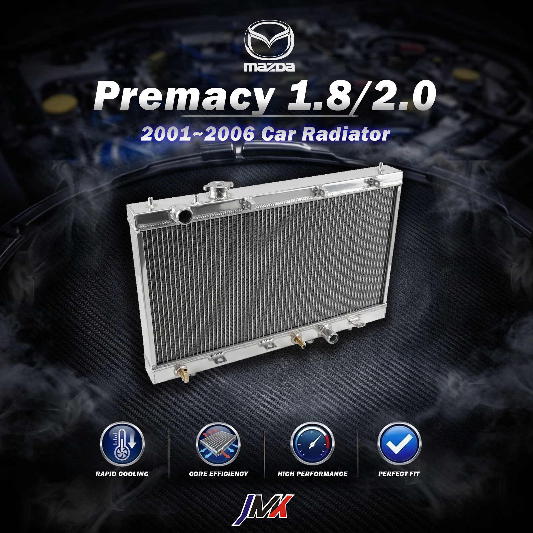 Mazda Premacy 1.8-2.0 2001-2006 水箱 【JMK原廠正貨】Mazda Premacy 1.8-2.0 2001-2006 全鋁水箱 鋁製水箱 水箱 汽車改裝 台灣現貨:圖片 1