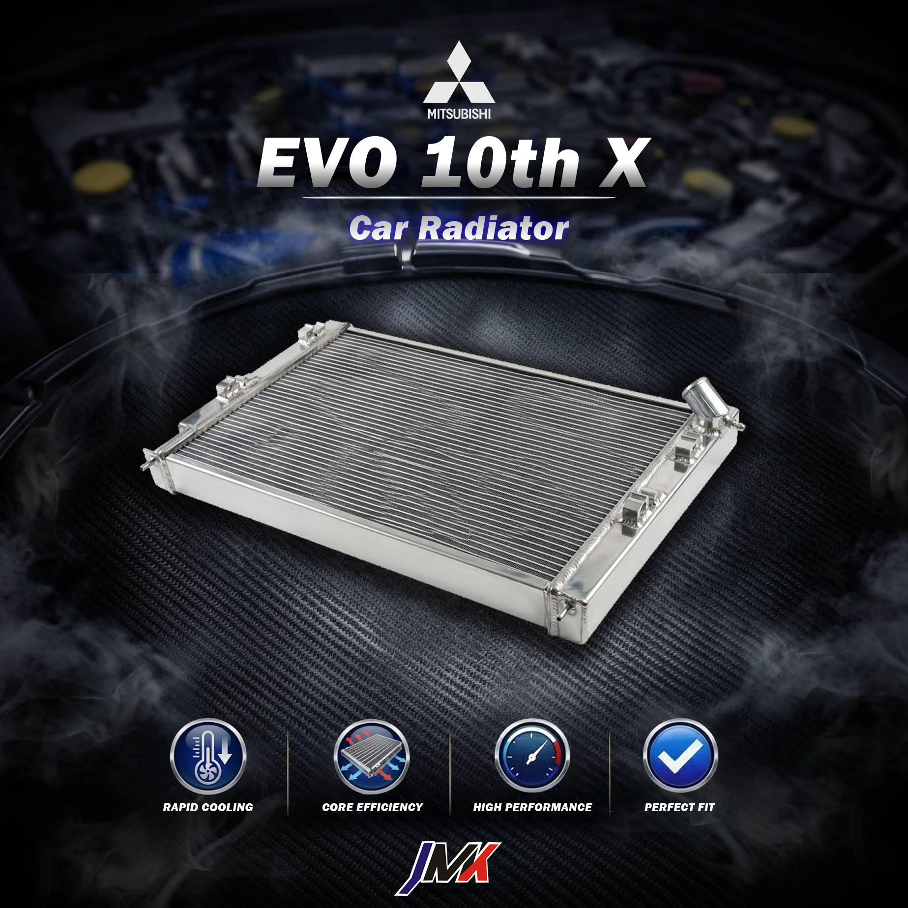 Mitsubishi EVO 10th X 水箱 【JMK原廠正貨】Mitsubishi EVO 10th X 全鋁水箱 鋁製水箱 水箱 汽車改裝 台灣現貨:圖片 1
