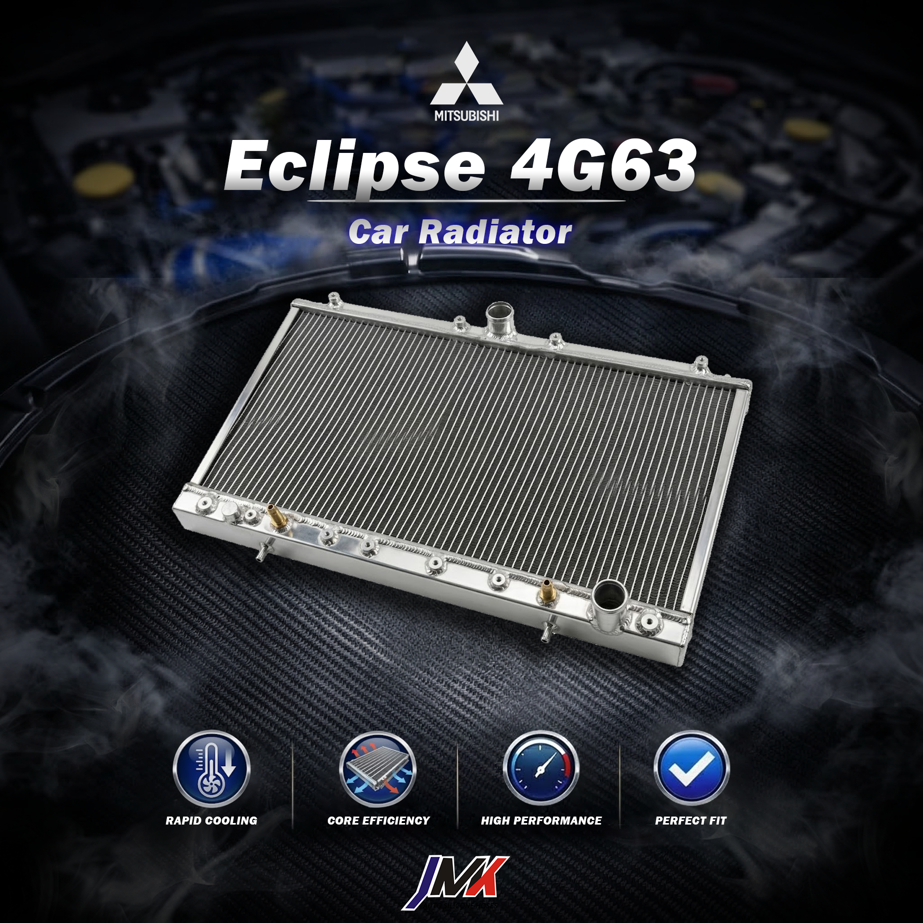 Mitsubishi Eclipse 4G63 水箱 【JMK原廠正貨】Mitsubishi Eclipse 4G63 全鋁水箱 鋁製水箱 水箱 汽車改裝 台灣現貨:圖片 1