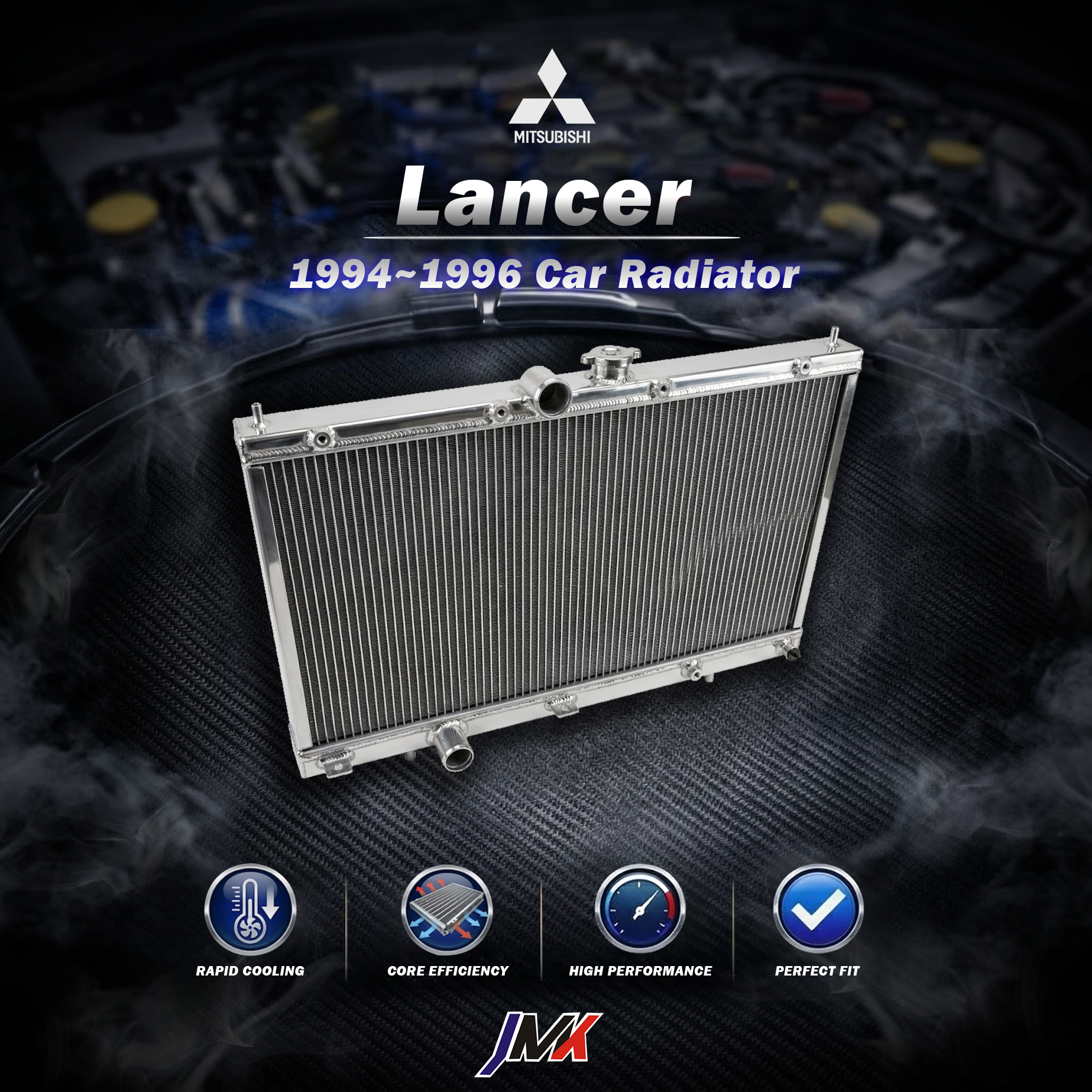 Mitsubishi Lancer 1994-1996 水箱 【JMK原廠正貨】Mitsubishi Lancer 1994-1996 全鋁水箱 鋁製水箱 水箱 汽車改裝 台灣現貨:圖片 1