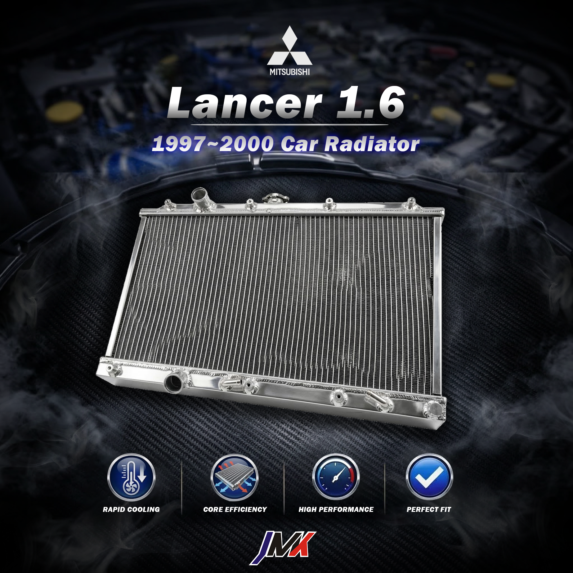 Mitsubishi Lancer1.6 1997-2000 水箱 【JMK原廠正貨】Mitsubishi Lancer1.6 1997-2000 全鋁水箱 鋁製水箱 水箱 汽車改裝 台灣現貨:圖片 1