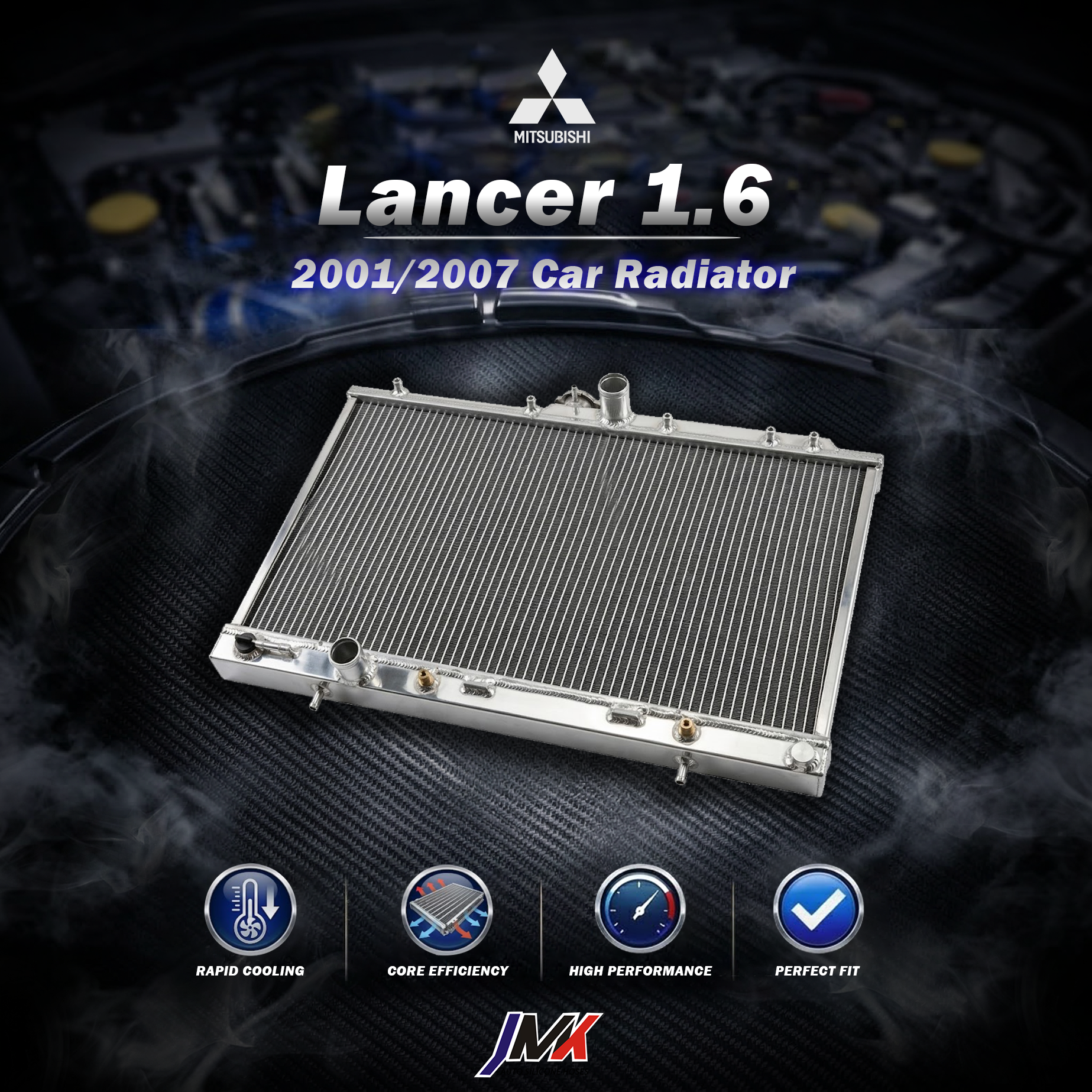 Mitsubishi Lancer1.6 2001-2007 水箱 【JMK原廠正貨】Mitsubishi Lancer1.6 2001-2007 全鋁水箱 鋁製水箱 水箱 汽車改裝 台灣現貨:圖片 1