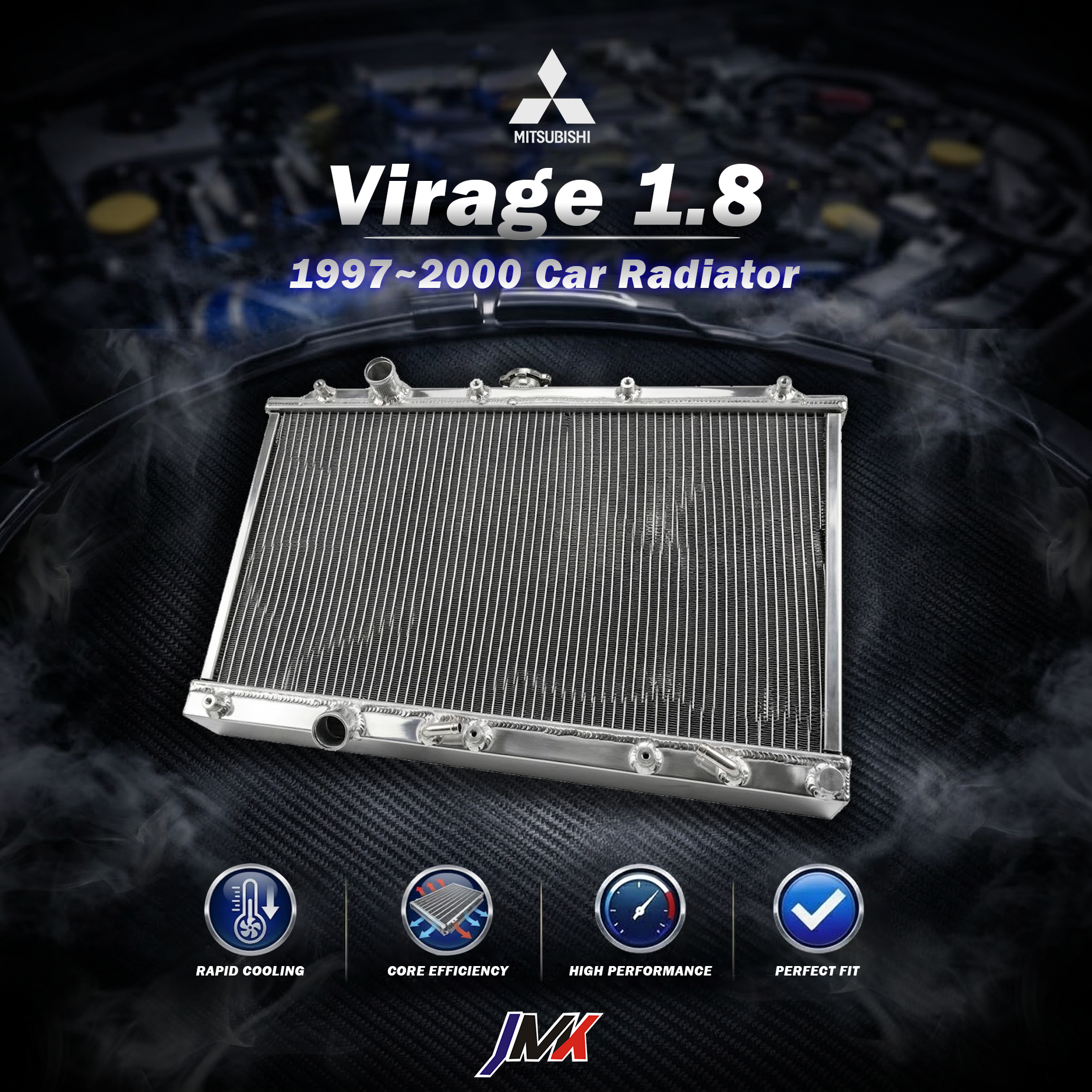 Mitsubishi Virage 1.8 1997-2000 水箱 【JMK原廠正貨】Mitsubishi Virage 1.8 1997-2000 全鋁水箱 鋁製水箱 水箱 汽車改裝 台灣現貨:圖片 1