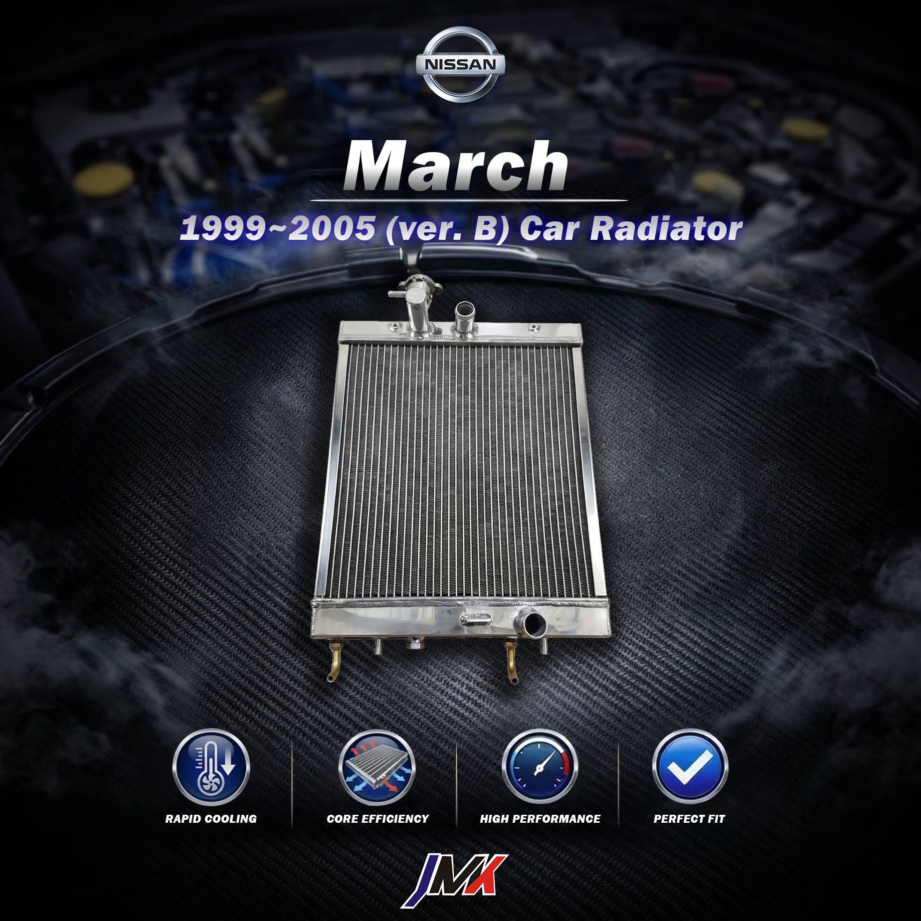 Nissan March B版 1999-2005 水箱 【JMK原廠正貨】Nissan March B版 1999~2005 汽車水箱 台灣現貨:圖片 1