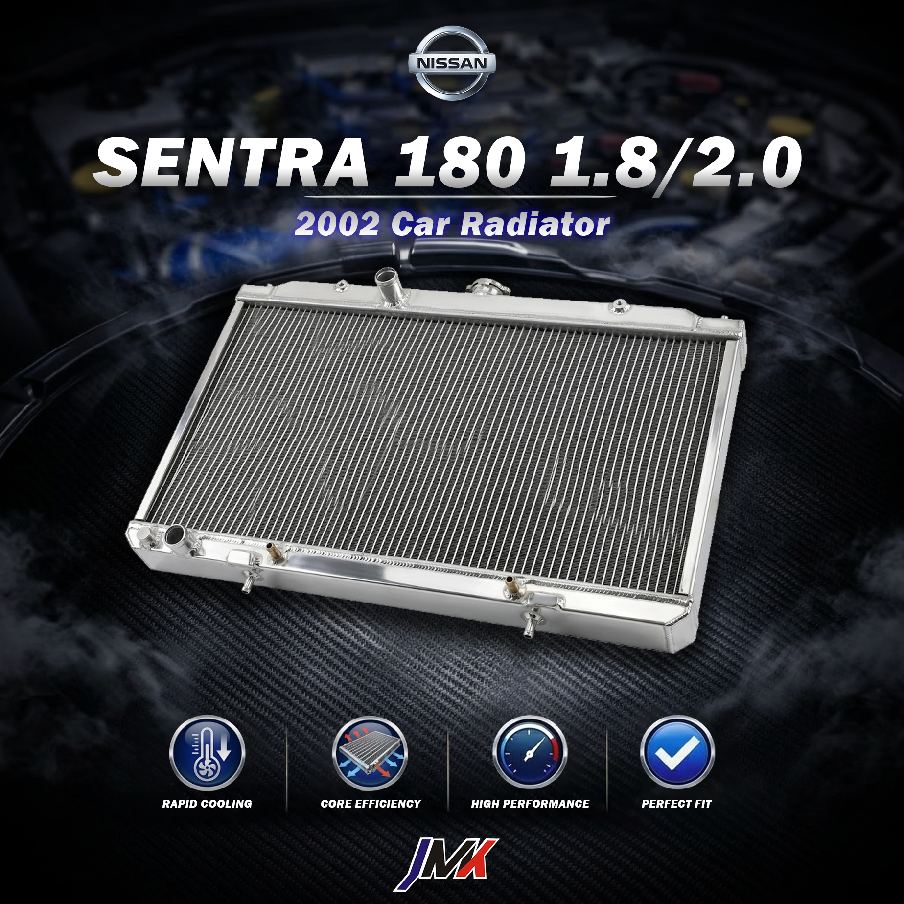 Nissan SENTRA 180 1.8-2.0 2002水箱 【JMK原廠正貨】Nissan SENTRA 180 1.8~2.0 2002 汽車水箱 台灣現貨:圖片 1