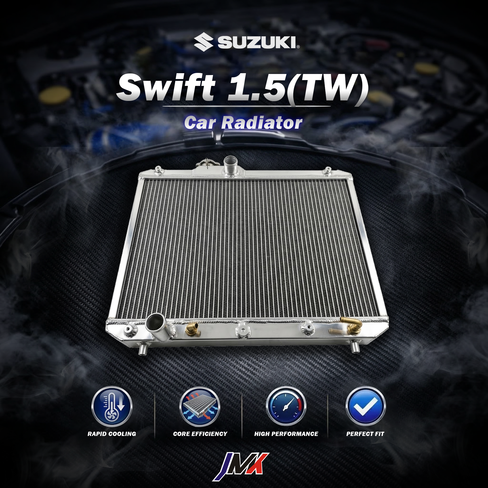 Suzuki Swift 1.5台規 水箱 【JMK原廠正貨】Suzuki Swift 1.5台規 全鋁水箱 鋁製水箱 水箱 汽車改裝 台灣現貨:圖片 1