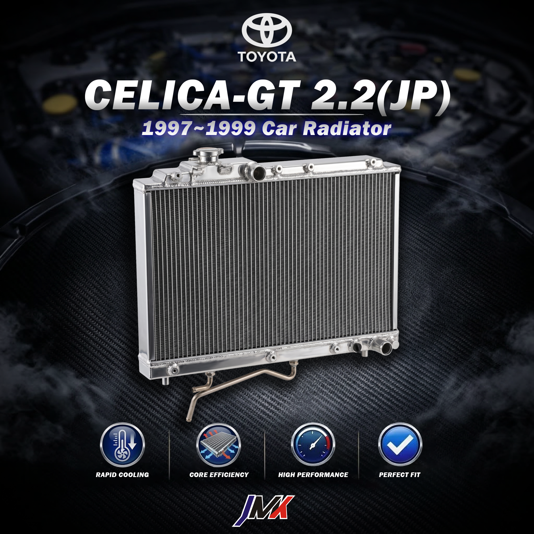 Toyota CELICA-GT 2.2日規 訂製40mm 1997-1999水箱 【JMK原廠正貨】Toyota CELICA-GT 2.2日規訂製40mm 97-99 汽車水箱 台灣現貨:圖片 1