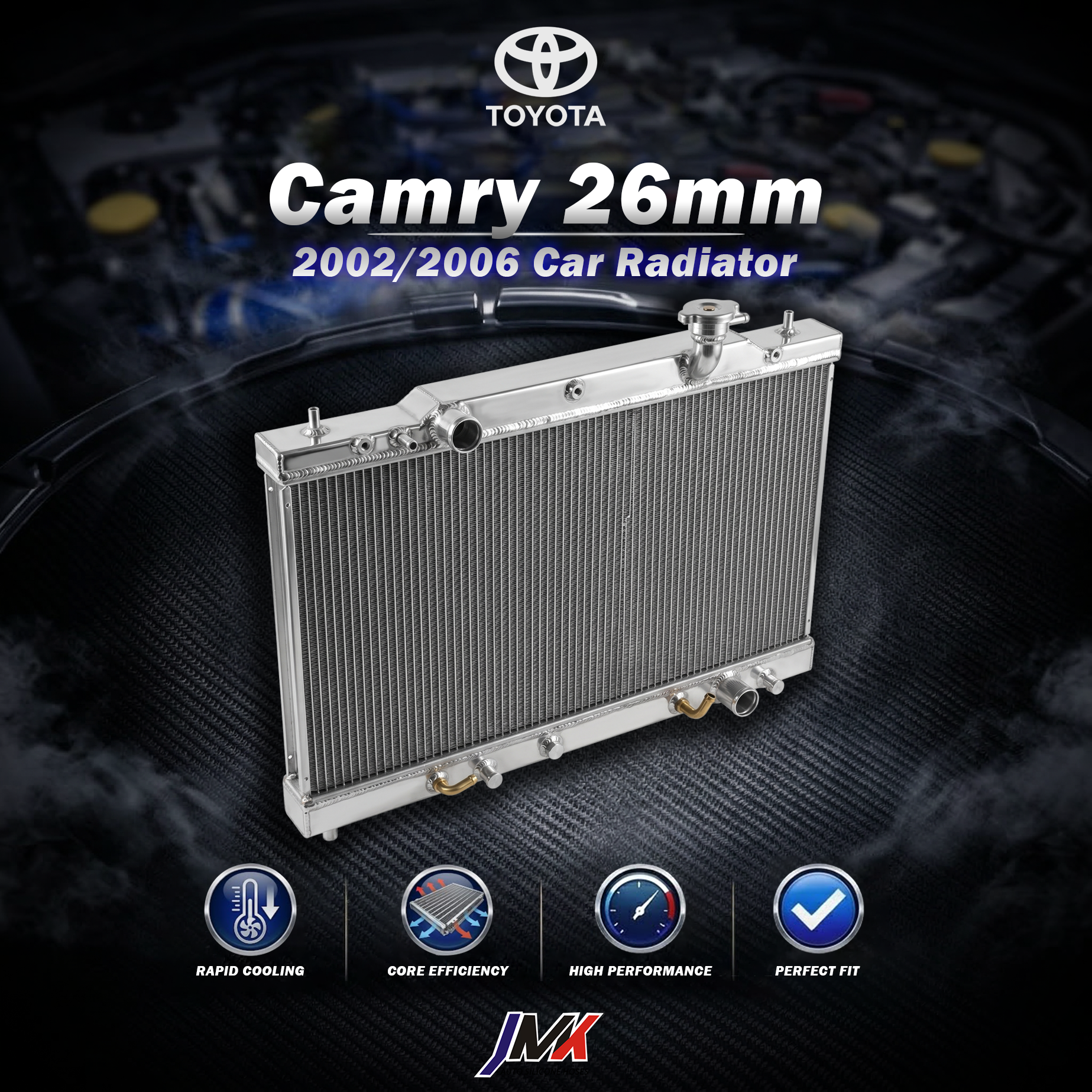 Toyota Camry 26mm 02-06 水箱 【JMK原廠正貨】Toyota Camry 26mm 02-06 汽車水箱 台灣現貨:圖片 1