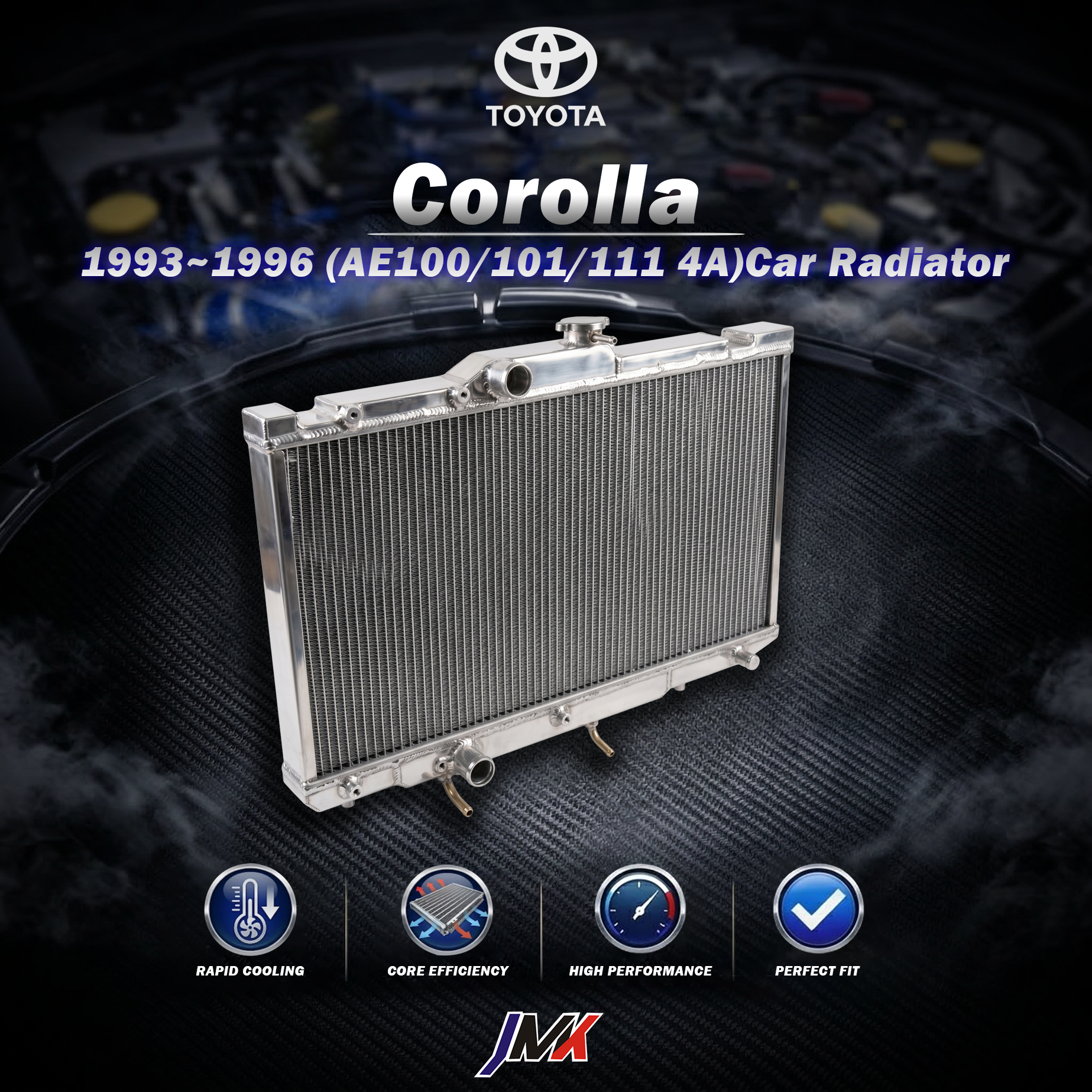 Toyota Corolla AE100-101-110-111 4A 1993-1996水箱 【JMK原廠正貨】Toyota Corolla AE100-111 4A 93-96 汽車水箱 台灣現貨:圖片 1