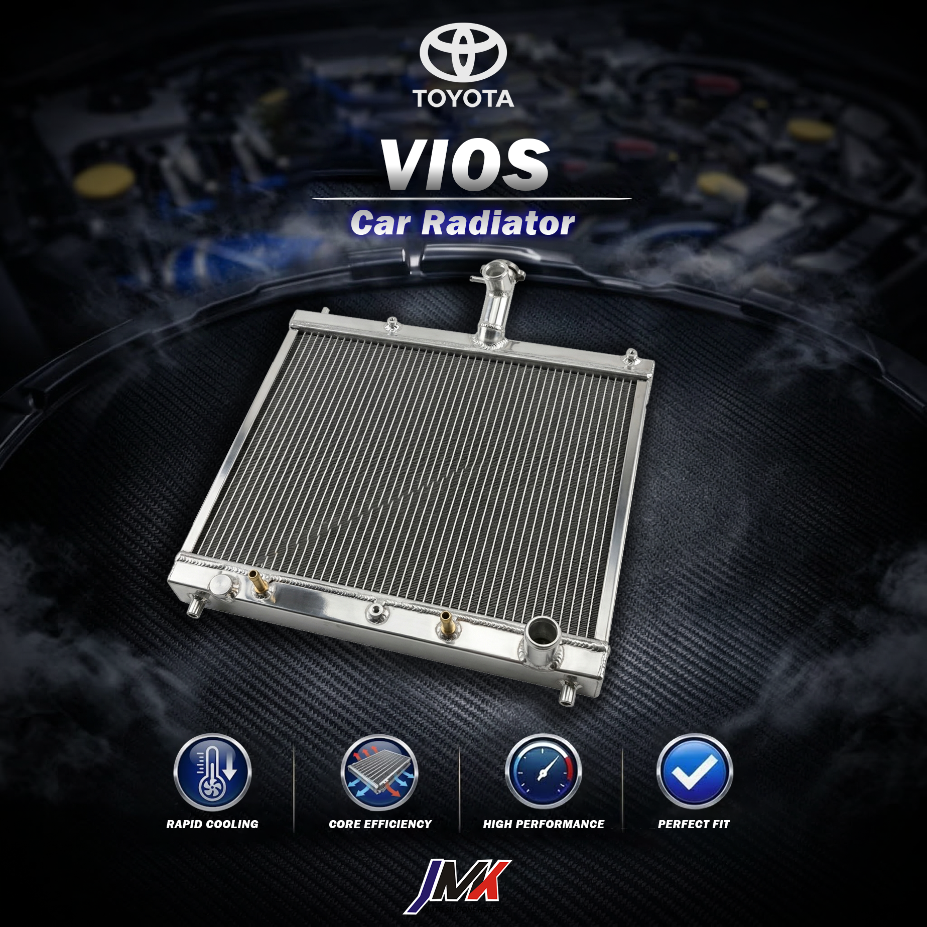 Toyota VIOS 2003-2013水箱 【JMK原廠正貨】Toyota VIOS 03-13 汽車水箱 台灣現貨:圖片 1