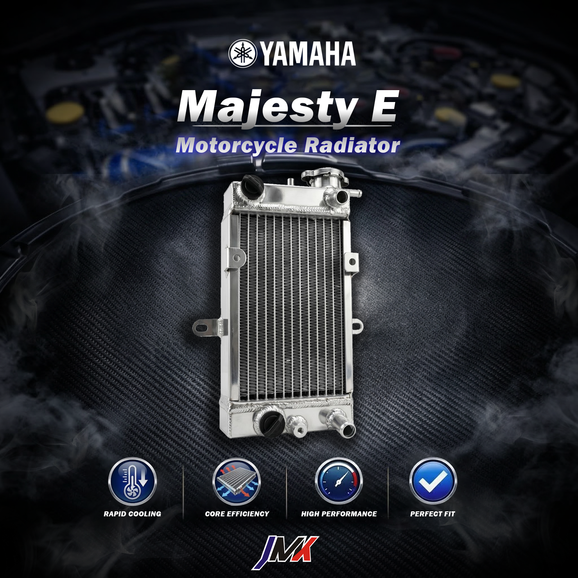 Yamaha Majesty E 馬車E 水箱 【JMK原廠正貨】Yamaha Majesty E 馬車E 水箱 全鋁水箱 鋁製水箱 水冷 機車改裝 機車水箱 台灣現貨:圖片 1